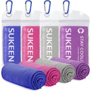 imageSukeen 4 Pack Cooling Towel 40quotx12quotIce TowelSoft Breathable Chilly TowelMicrofiber Towel for YogaSportRunningGymWorkoutCampingFitnessWorkout ampamp More ActivitiesDark BluePinkGreyPurple