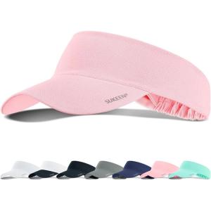 imageSukeen Cooling Stretchy Visor Free Size Cool Hat with UV Protection Brim Peak Vizor for Golf Tennis Cycling RunningMacaron Pink