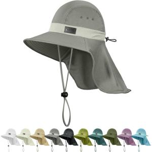 imageSukeen Cooling Sun Hat for Men Women UPF50 Wide Brim Fishing Hat with Neck Flap Adjustable Foldable Bucket Hat for HikingGrey