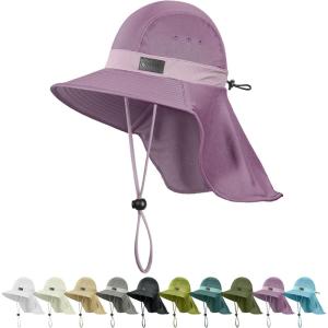 imageSukeen Cooling Sun Hat for Men Women UPF50 Wide Brim Fishing Hat with Neck Flap Adjustable Foldable Bucket Hat for HikingPurple