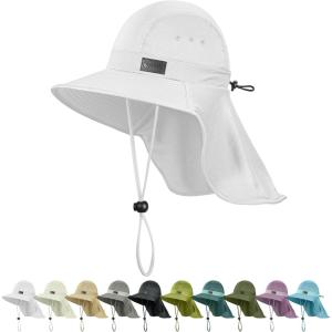 imageSukeen Cooling Sun Hat for Men Women UPF50 Wide Brim Fishing Hat with Neck Flap Adjustable Foldable Bucket Hat for HikingWhite