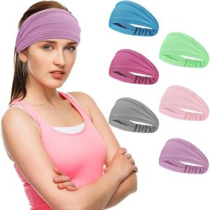 imageSukeen Cooling Workout Headbands Women Men Wide Stretchy NonSlip Moisture Wicking Hairband Sports Running Sweat BandsBlueRose RedDark GrayMacaron Mint GreenMacaron PinkLilac