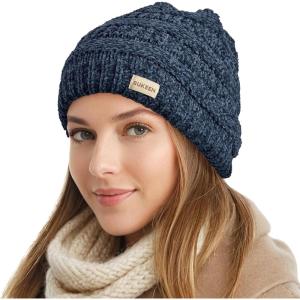 imageSukeen Knit Beanie Hat for Women Thick Fleece Lined Winter Hat Warm Skull Cap Fashionable Knit Hat for OutdoorBlue