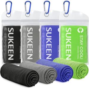 imageSukeen Mini Cooling Towel for Kids31 quotx9Ice TowelSoft Breathable Cool TowelMicrofiber Cold Towel for Boys and Girls for SportsRunningExerciseSchool and More Activities 4PackBlackLight GrayTreasure BlueGreen