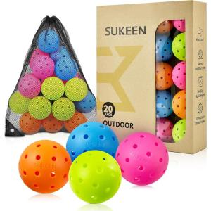 imageSukeen Outdoor Pickleball Balls 40 Holes High Bounce True Flight Pickleball Ball High Visibility Outdoor Pickleballs High Elasticity Pickle Balls with Mesh Bagc Rose Red5Neon Green5Blue5Orange5