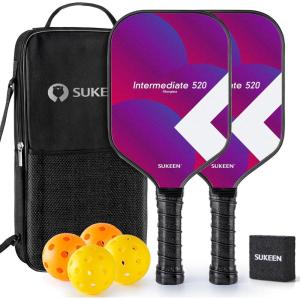 imageSukeen Pickleball Paddles Graphite Surface 16mm Pickleball Rackets Control for Women Pickleball BallsEraserBagRose red Round