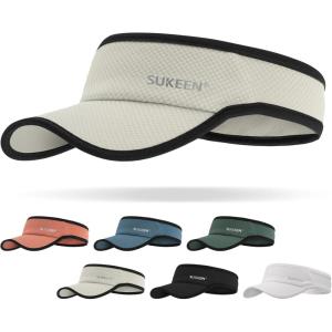 imageSukeen Sport Performance Visor hat for Women MenLightweight Sun Hats Packable Empty Top Cap for Sun Protection and OutdoorGrey