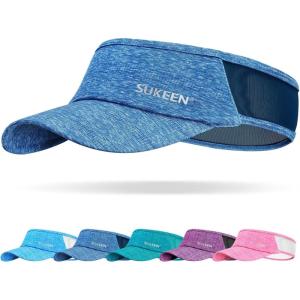 imageSukeen Sports Sun Visor Men Women Lightweight Portable Cooling Stretchy Visor Hat for Running Golf Daily WearBlue