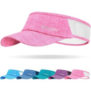 imageSukeen Sports Sun Visor Men Women Lightweight Portable Cooling Stretchy Visor Hat for Running Golf Daily WearPink