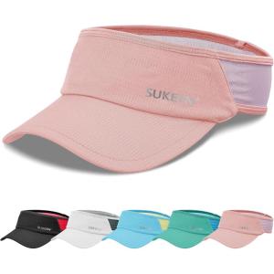 imageSukeen Sports Sun Visor Men Women Lightweight Portable Cooling Stretchy Visor Hat for Running Golf Daily WearPinkPurple