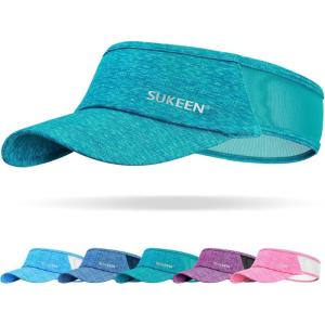 imageSukeen Sports Sun Visor Men Women Lightweight Portable Cooling Stretchy Visor Hat for Running Golf Daily WearTeal Blue