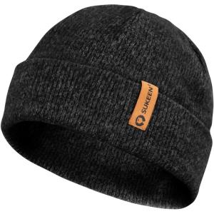 imageSukeen Unisex Winter Beanie for Men and Women Soft DoubleLayer Slouchy Skull Caps Warm Knitted Cuff Hat for Daily OutdoorBlack