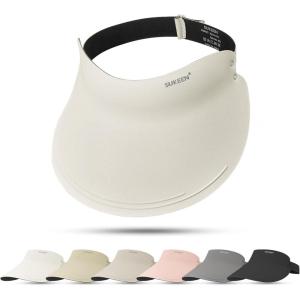 imageSukeen Wide Brim Sun Visor Hat for Women MenUPF50 Seamless Sun Hats Foldable Ponytail Beach Hats for Daily Outdoor SportBeige