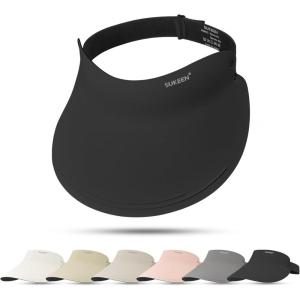 imageSukeen Wide Brim Sun Visor Hat for Women MenUPF50 Seamless Sun Hats Foldable Ponytail Beach Hats for Daily Outdoor SportBlack