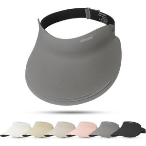 imageSukeen Wide Brim Sun Visor Hat for Women MenUPF50 Seamless Sun Hats Foldable Ponytail Beach Hats for Daily Outdoor SportDark Gray
