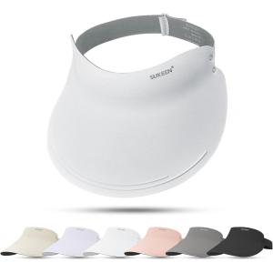 imageSukeen Wide Brim Sun Visor Hat for Women MenUPF50 Seamless Sun Hats Foldable Ponytail Beach Hats for Daily Outdoor SportWhite