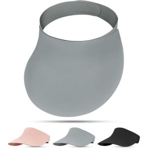 imageSukeen Wide Brim Sun Visor Hat for WomenUPF50 Seamless Sun Hats Lightweight Sports Cap Foldable Ponytail Hat for OutdoorDark Gray