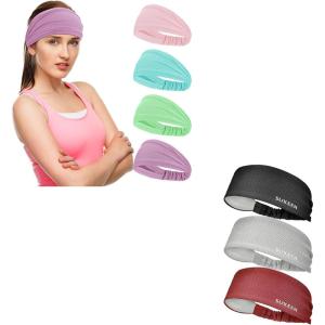 imageSukeen Workout Headbands for Men Sweat Bands Sweatbands Headbands for Women Moisture Wicking Sports Headbands Non Slip Stretch Cooling Headband for Running Gym Yoga