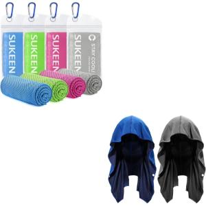 imageSukeen 4 Pack Cooling Towel 40quotx12quot Ice Towel Soft Breathable Chilly Towel Microfiber Towel Cooling Hoodie Towel for Men Quick Drying Absorbent Cooling Towels for Neck and Face
