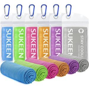 imageSukeen Cooling Towels 6 Pack 40quotx 12quot Cooling Towels for Neck and Face Cooling Rags Lightweight Soft Breathable Towels for Yoga Sport Workout Running Gym Camping FitnessOrangepurplegreenpinklake Bluegray