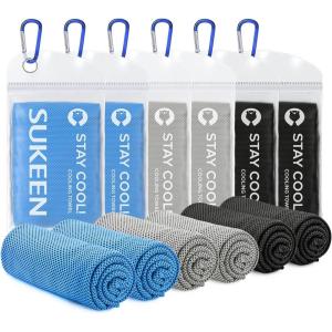 imageSukeen Cooling Towels 6 Pack 40quotx 12quot Cooling Towels for Neck and Face Cooling Rags Lightweight Soft Breathable Towels for Yoga Sport Workout Running Gym Camping Fitness2blue2grey2black
