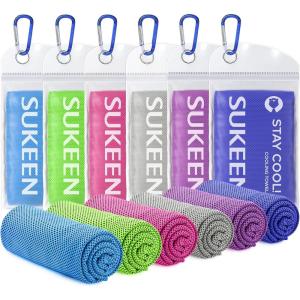 imageSukeen Cooling Towels 6 Pack 40quotx 12quot Cooling Towels for Neck and Face Cooling Rags Lightweight Soft Breathable Towels for Yoga Sport Workout Running Gym Camping FitnessLake Bluepurpledark Bluepinkgreengray