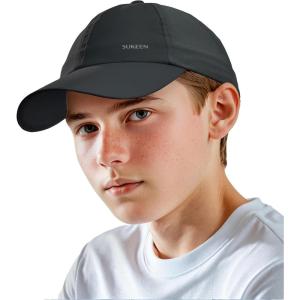 imageSukeen Lightweight Kids Baseball Caps for Boy Girls UPF50 Kids Sun Hat QuickDry Youth Performance Hat for Outdoor ActivityBlack