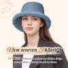 imageSukeen Fuzzy Bucket Hat for Women Wide Brim Faux Fur Winter Warm Hat Fluffy Teddy Sherpa Fisherman Cap for LadyBlue