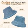imageSukeen Fuzzy Bucket Hat for Women Wide Brim Faux Fur Winter Warm Hat Fluffy Teddy Sherpa Fisherman Cap for LadyBlue