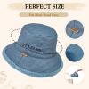 imageSukeen Fuzzy Bucket Hat for Women Wide Brim Faux Fur Winter Warm Hat Fluffy Teddy Sherpa Fisherman Cap for LadyBlue