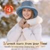 imageSukeen Fuzzy Bucket Hat for Women Wide Brim Faux Fur Winter Warm Hat Fluffy Teddy Sherpa Fisherman Cap for LadyBlue