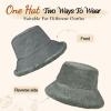 imageSukeen Fuzzy Bucket Hat for Women Wide Brim Faux Fur Winter Warm Hat Fluffy Teddy Sherpa Fisherman Cap for LadyGrey