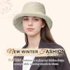 imageSukeen Fuzzy Bucket Hat for Women Wide Brim Faux Fur Winter Warm Hat Fluffy Teddy Sherpa Fisherman Cap for LadyOffwhite