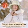 imageSukeen Fuzzy Bucket Hat for Women Wide Brim Faux Fur Winter Warm Hat Fluffy Teddy Sherpa Fisherman Cap for LadyOffwhite