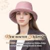 imageSukeen Fuzzy Bucket Hat for Women Wide Brim Faux Fur Winter Warm Hat Fluffy Teddy Sherpa Fisherman Cap for LadyPink