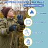 imageSukeen Kids Winter Gloves 2 Pack Soft Warm Gloves AntiSlip Touchscreen Gloves for Kids Windproof Kids Gloves Winter for Boys Girls Winter Gloves Kids Sports Running Cycling Blue M Red L