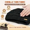 imageSukeen Kids Winter Hat Chenille Knit Beanie Hat with Lined for Girls Boys Toddlers Ages 38 Warm Skull Caps for OurdoorBlack
