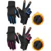 imageSukeen Kids Winter Gloves 2 Pack Soft Warm Gloves AntiSlip Touchscreen Gloves for Kids Windproof Kids Gloves Winter for Boys Girls Winter Gloves Kids Sports Running Cycling Blue M Red L