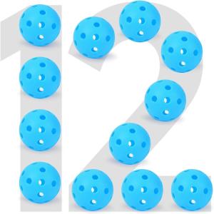 imageSukeen Indoor Pickleball Balls with Bag  26 Holes Pickle Ball Indoor Pickleballs  High Bounce Pickleball Balls Indoor  Pickle Balls for Beginner Intermediate Player 12 Pack  Blue