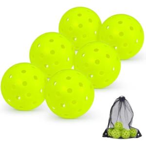 imageSukeen Pickleball Balls Outdoor Crack Resistant 40 Holes Seamless Pickleballs High Visibility Pickle Balls with Mesh Bag