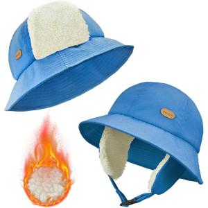 imageSukeen Winter Hats for Teenager Youth Women Windproof Warm Hat with Fleece Lining Antistatic Earflaps Hat for Outdoor CyclingBlue