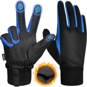 imageSukeen Winter Warm Gloves for Men WomenWindproof Running Gloves Touch Screen Cycling Gloves for Cold Weather Outdoor Blue XLarge