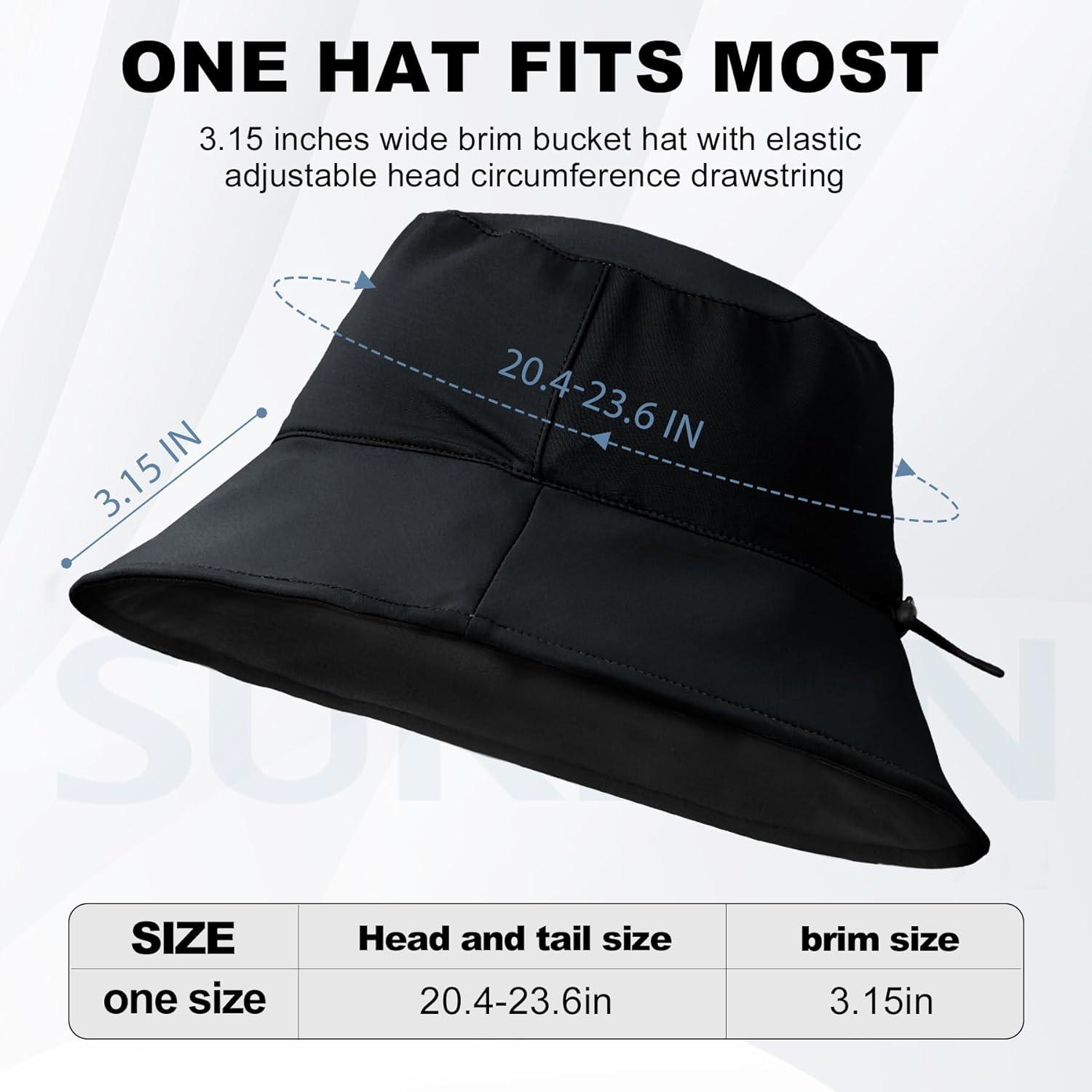 imageSukeen Bucket Hat for Women Men Lightweight Packable Fisherman Hat Reversible Adjustable Cooling Sun Hat for Hiking TravelBlack
