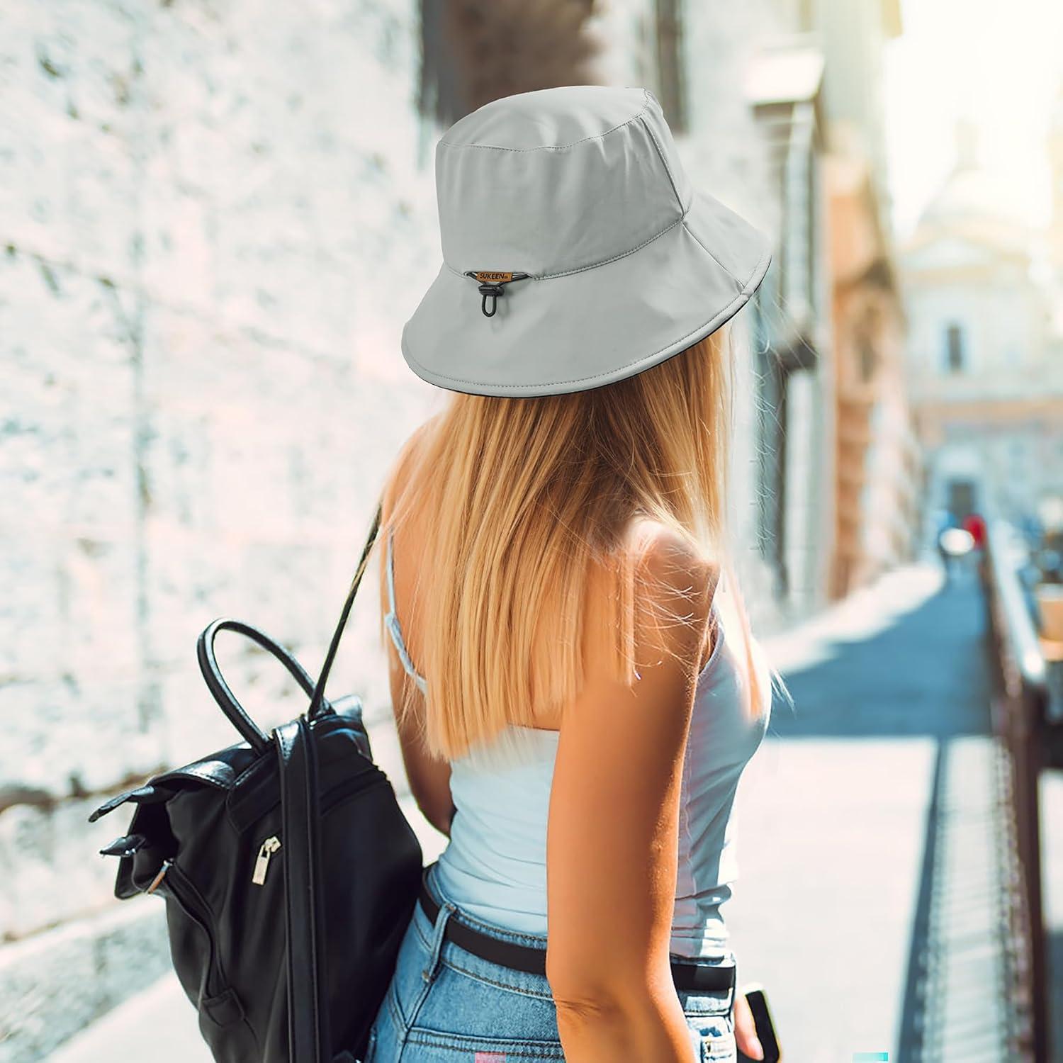 imageSukeen Bucket Hat for Women Men Lightweight Packable Fisherman Hat Reversible Adjustable Cooling Sun Hat for Hiking TravelBlack