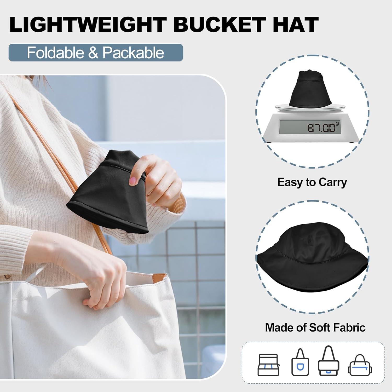 imageSukeen Bucket Hat for Women Men Lightweight Packable Fisherman Hat Reversible Adjustable Cooling Sun Hat for Hiking TravelBlack