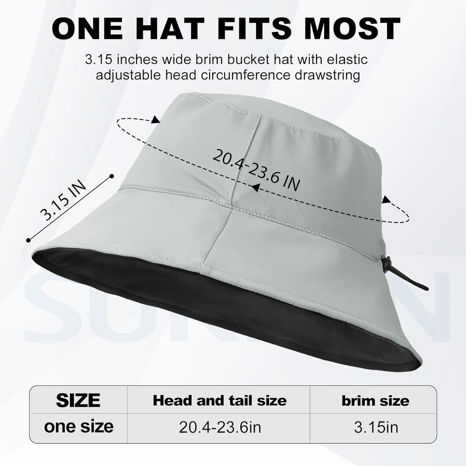 imageSukeen Bucket Hat for Women Men Lightweight Packable Fisherman Hat Reversible Adjustable Cooling Sun Hat for Hiking TravelGrayBlack