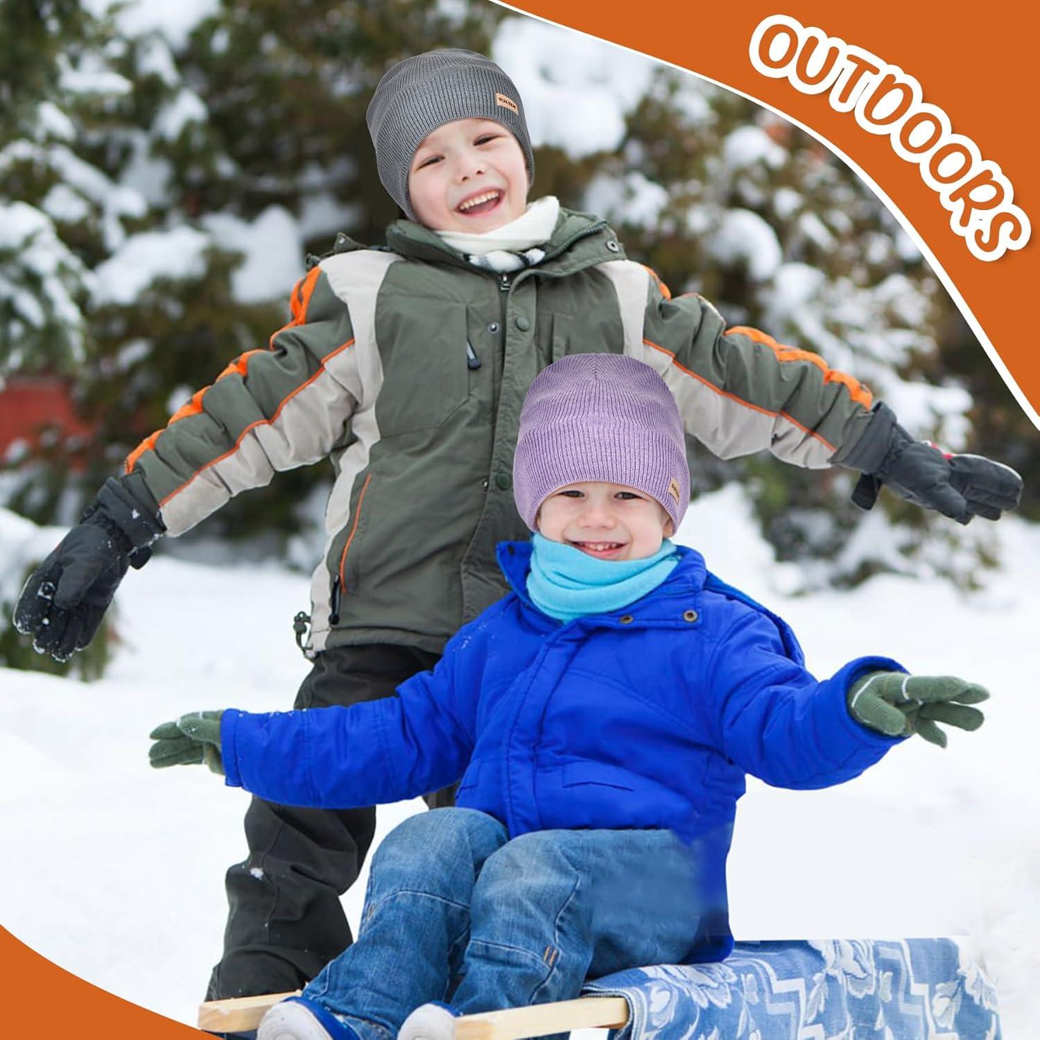imageSukeen Kids Beanie Hat for Girls Boys Seepage Proof Warm Skull Cap Soft Cold Weather Hat Ages 412 for Daily OutdoorPurple