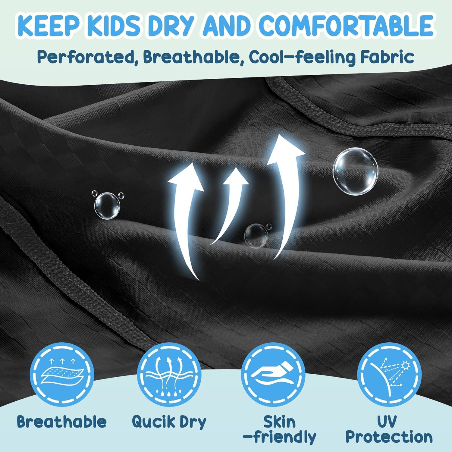 imageSukeen Kids Summer Balaclava for Boys Girls UV Sun Protection Face Cover Cooling Face Mask Breathable Neck Gaiter for OutdoorBlack