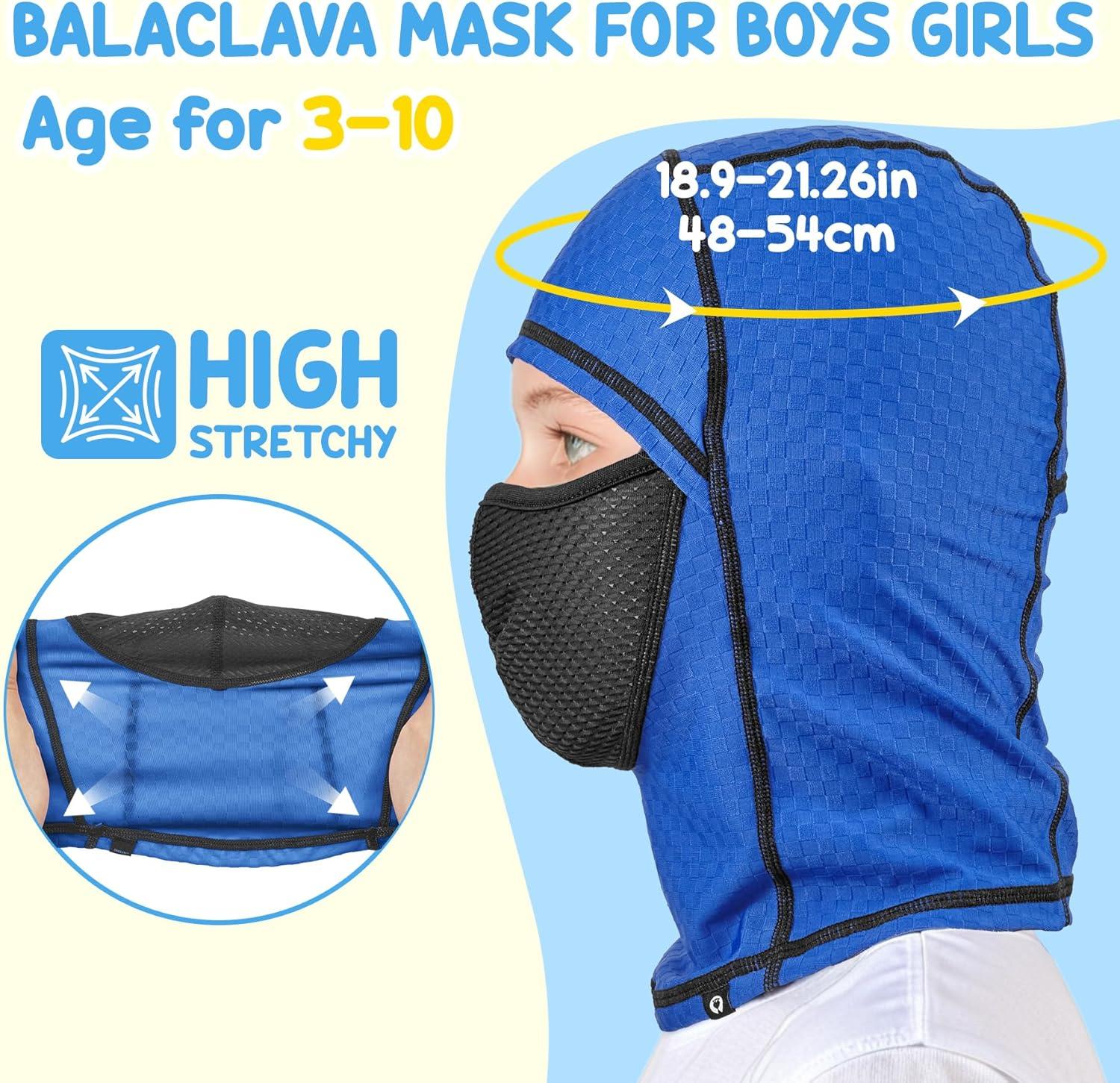 imageSukeen Kids Summer Balaclava for Boys Girls UV Sun Protection Face Cover Cooling Face Mask Breathable Neck Gaiter for OutdoorBlue