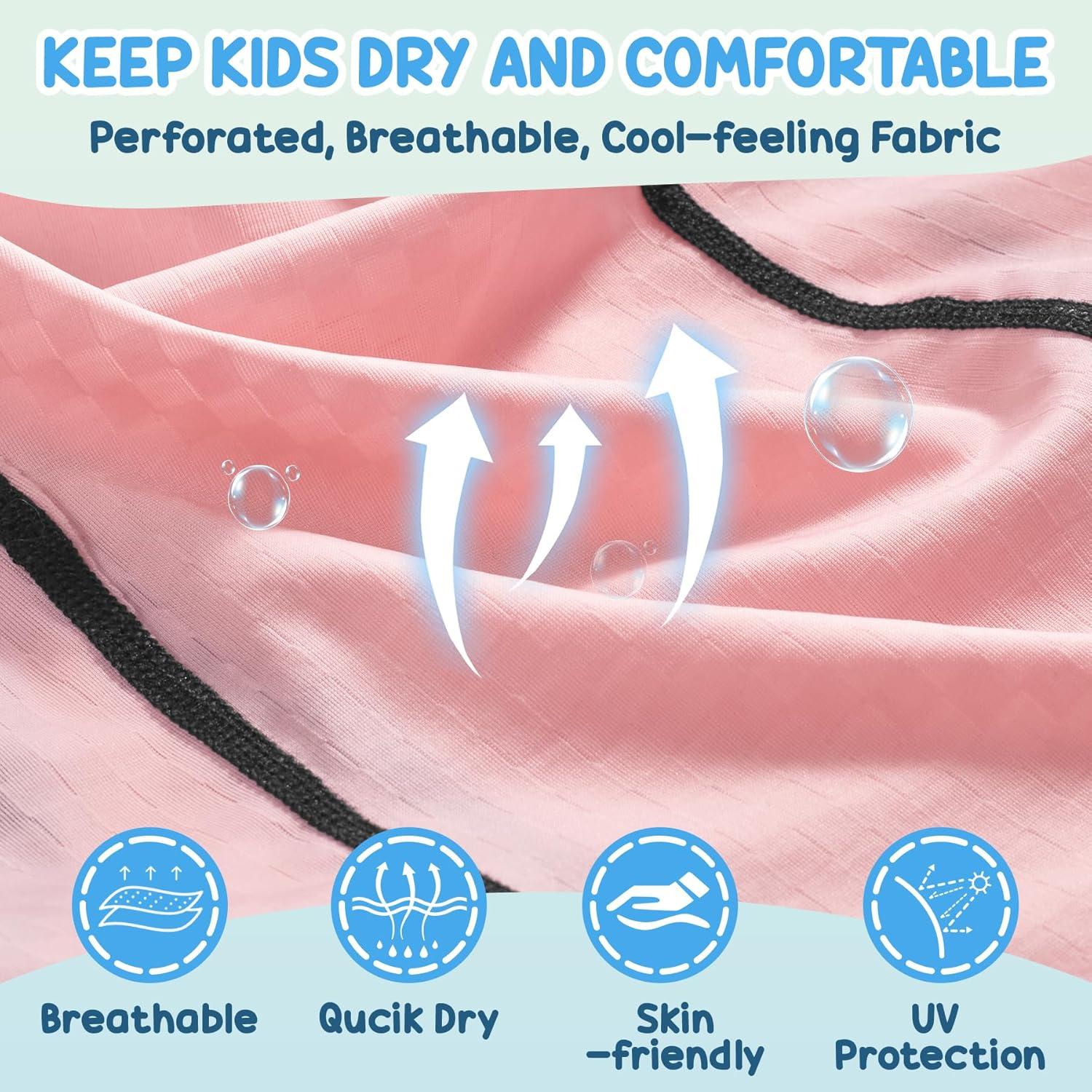 imageSukeen Kids Summer Balaclava for Boys Girls UV Sun Protection Face Cover Cooling Face Mask Breathable Neck Gaiter for OutdoorPink